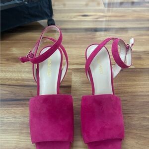 Nine West Pink Sandals with Square Toe and Ankle Strap